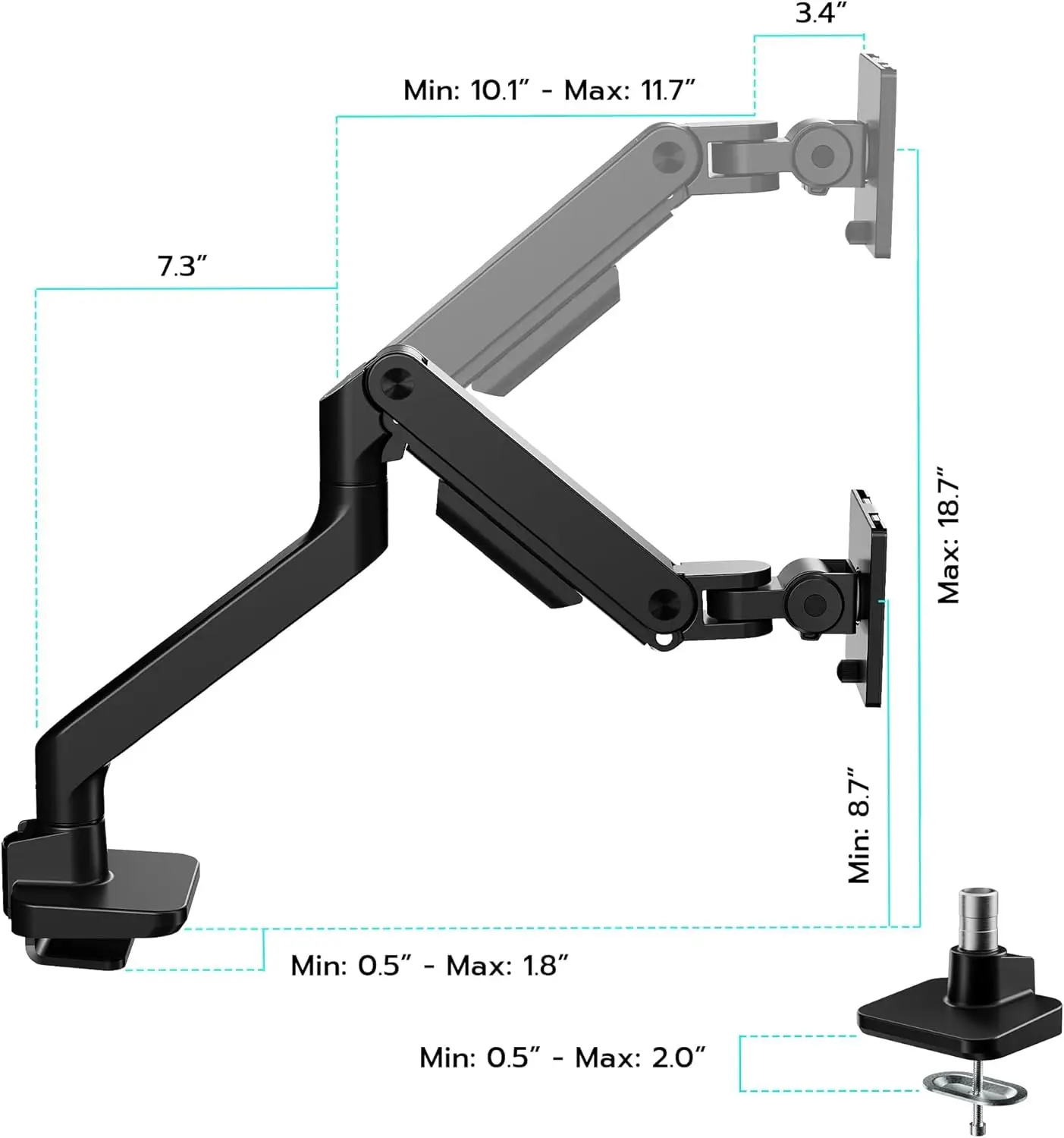 

Ultrawide Monitor Arm for 17 to 49 Inch Heavy Duty Curved Screen,Holds 44 Lbs,Adjustable Gas Spring Monitor Arm Desk Mount,Black