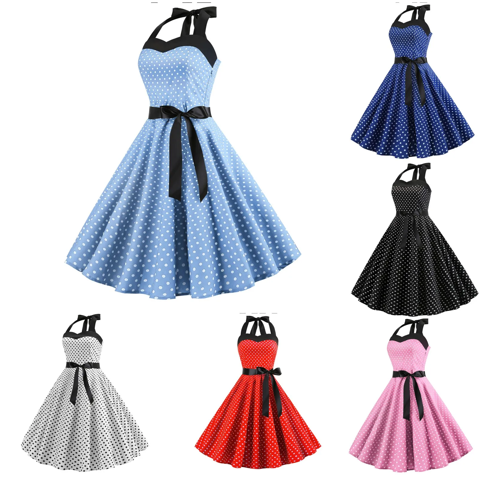 Vestido feminino sem encosto com cordões, balanço grande, vestido inchado, desempenho casual, moda retrô, temperamento