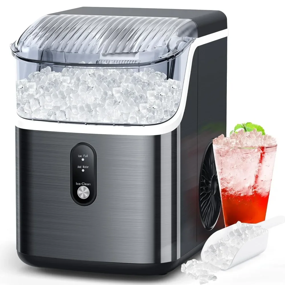 op, 34LBS/Day, Self-Cleaning Pebble Ice Maker Machine, Soft Chewable Pellet Ice, Stainless Stee