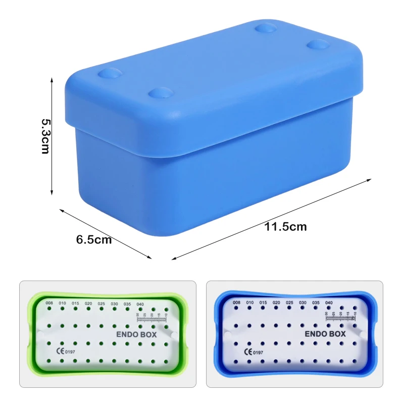 Dental Endo Box With Ruler Files Bur Holder Blocks Stand Clean Autoclavable Sterilization Case Tools