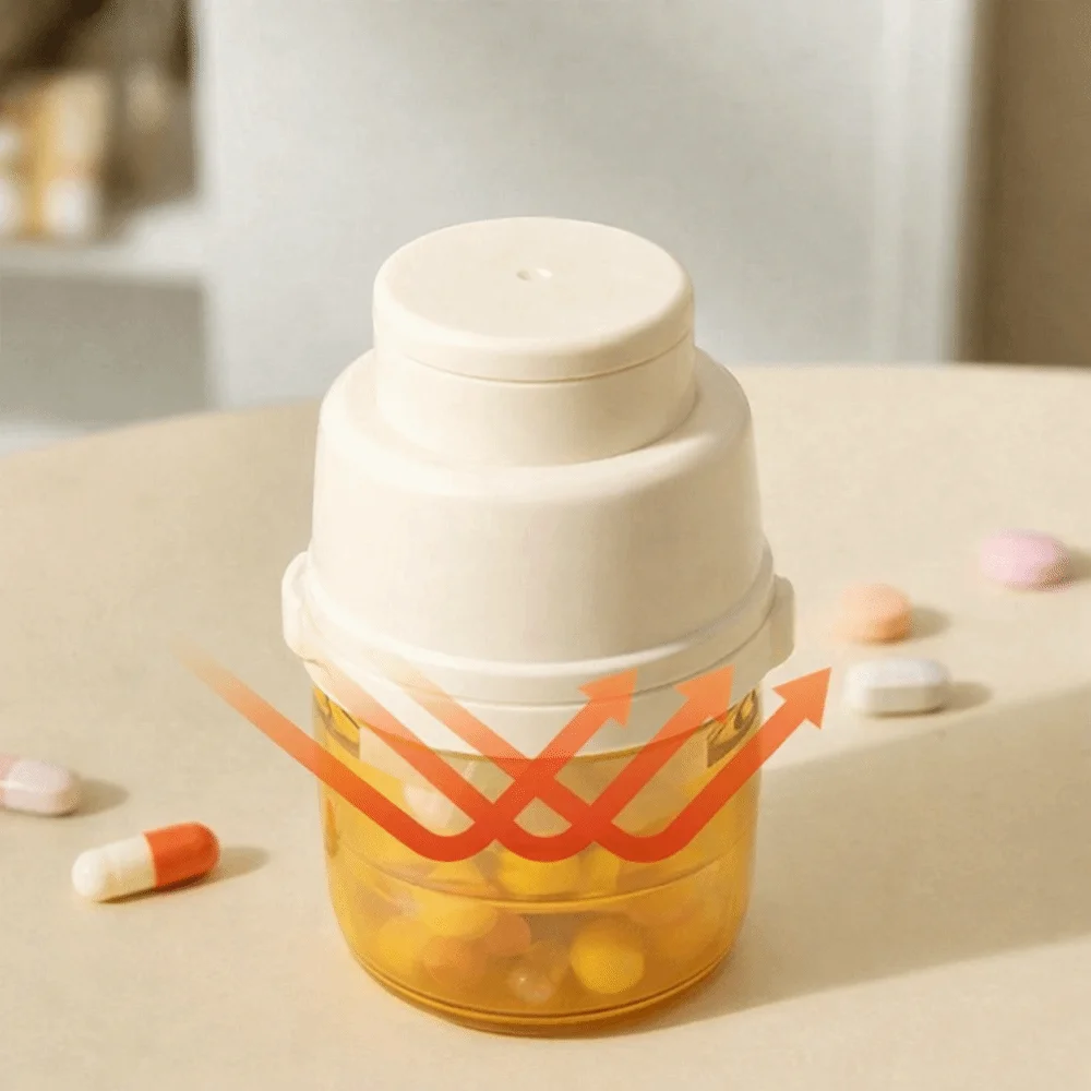 Portable 3-in-1 Pill Box with Pill Cutter Sealed Multi-Layer Pill Grinder Mini Pill Organizer Case
