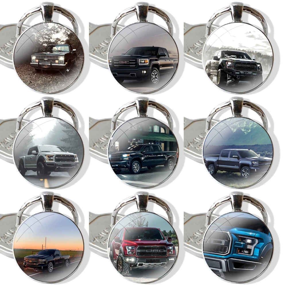 Greatest Trucks Keychain Handmade Glass Cabochon Key Ring Holder Pendant Key Chains