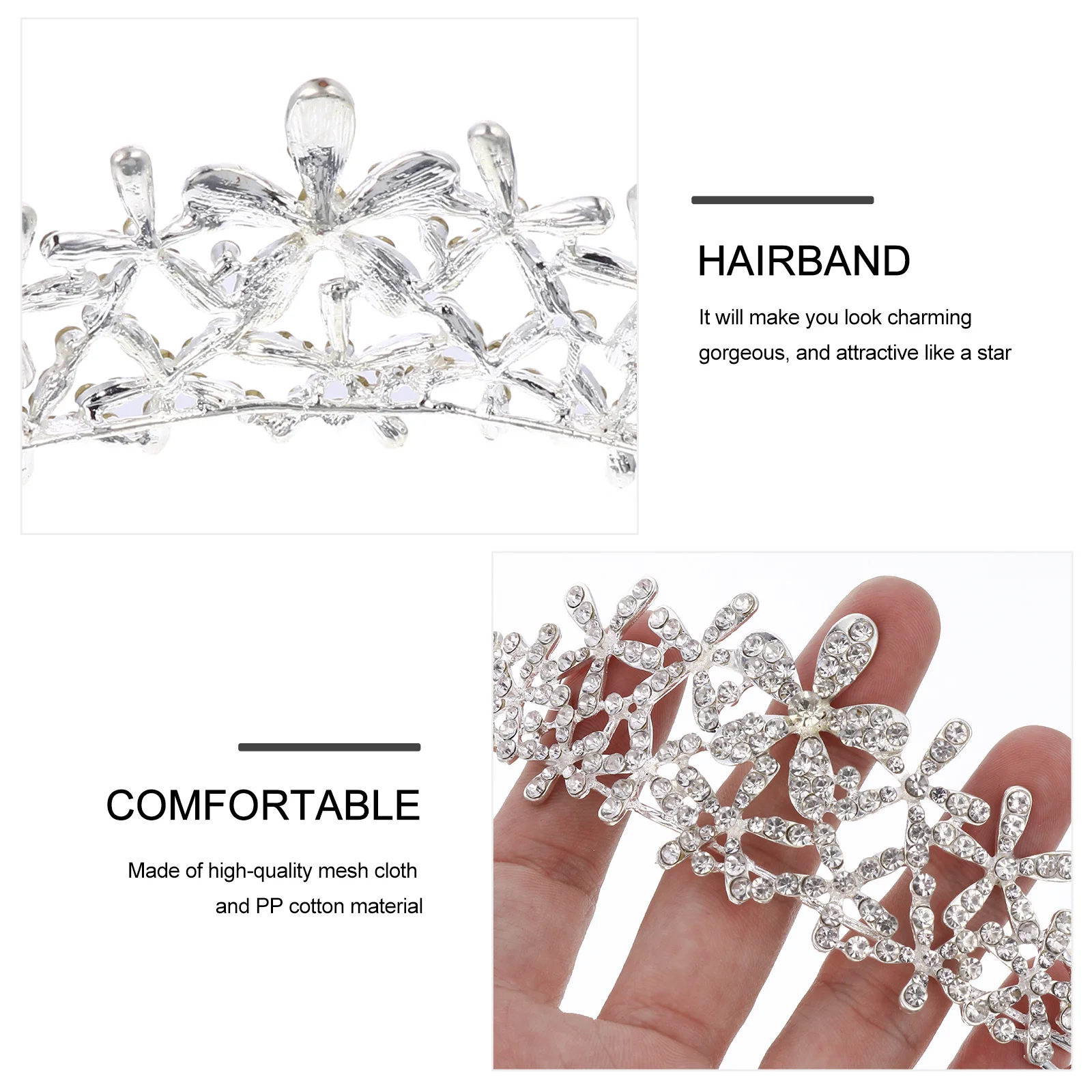 سبيكة الزفاف تاج ندفة الثلج حجر الراين عقال الزفاف الشعر التبعي حزب غطاء الرأس فستان الزفاف الأنيق الملحقات #5