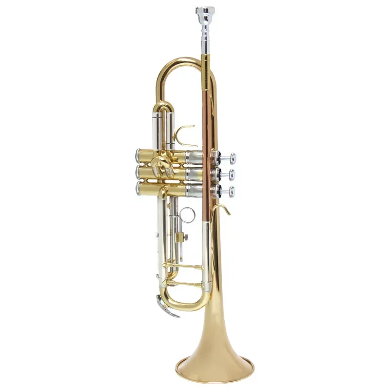 

Trumpet musical instrument B flat key lacquered gold beginner phosphor brass blowpipe playing