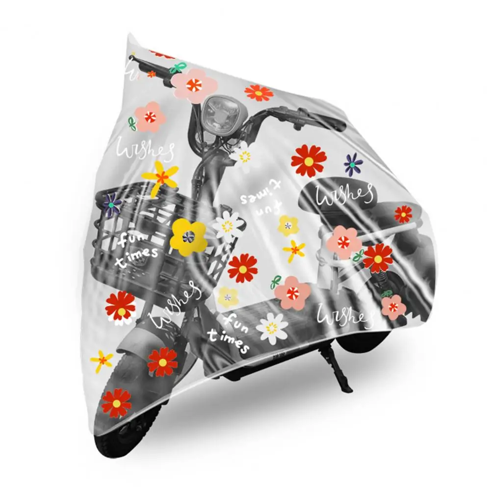 

Bicycle Protective Cover Windproof PEVA Flower Pattern Bike Rain Cover Transparent Electric Car Jacket for Outdoor