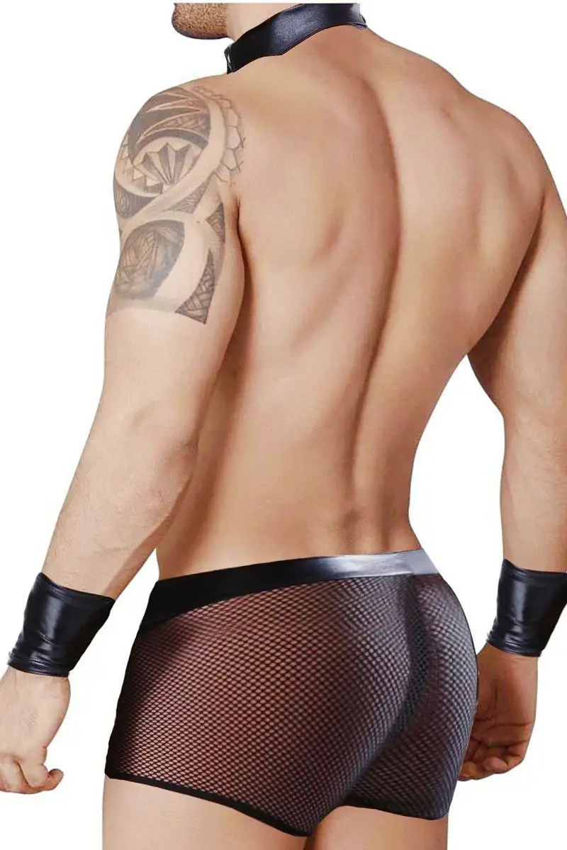 

XXOO Эротический мужской костюм полицейского из искусственной кожи: комбинезон с завязками и трусами, сексуальный полицейский косплей-костюм для ролевых игр на мотоцикле