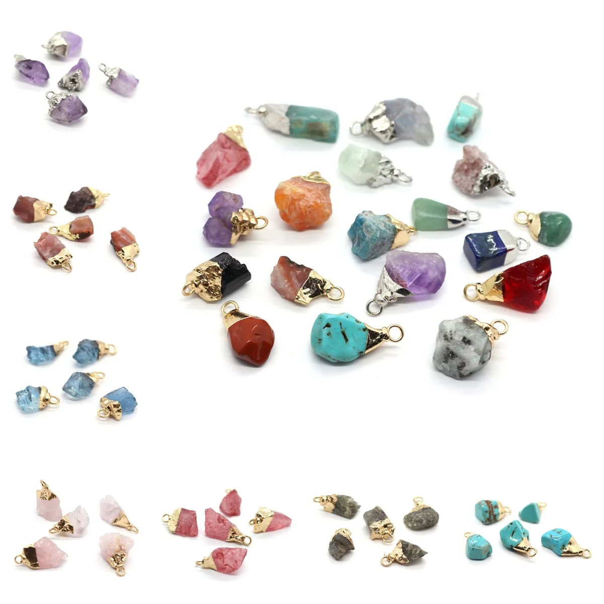 

Irregular Natural Rough Raw Stone Pendant Healing Amethyst Lapis Lazuli Charms for DIY Jewelry Making Necklace Bracelet Gifts