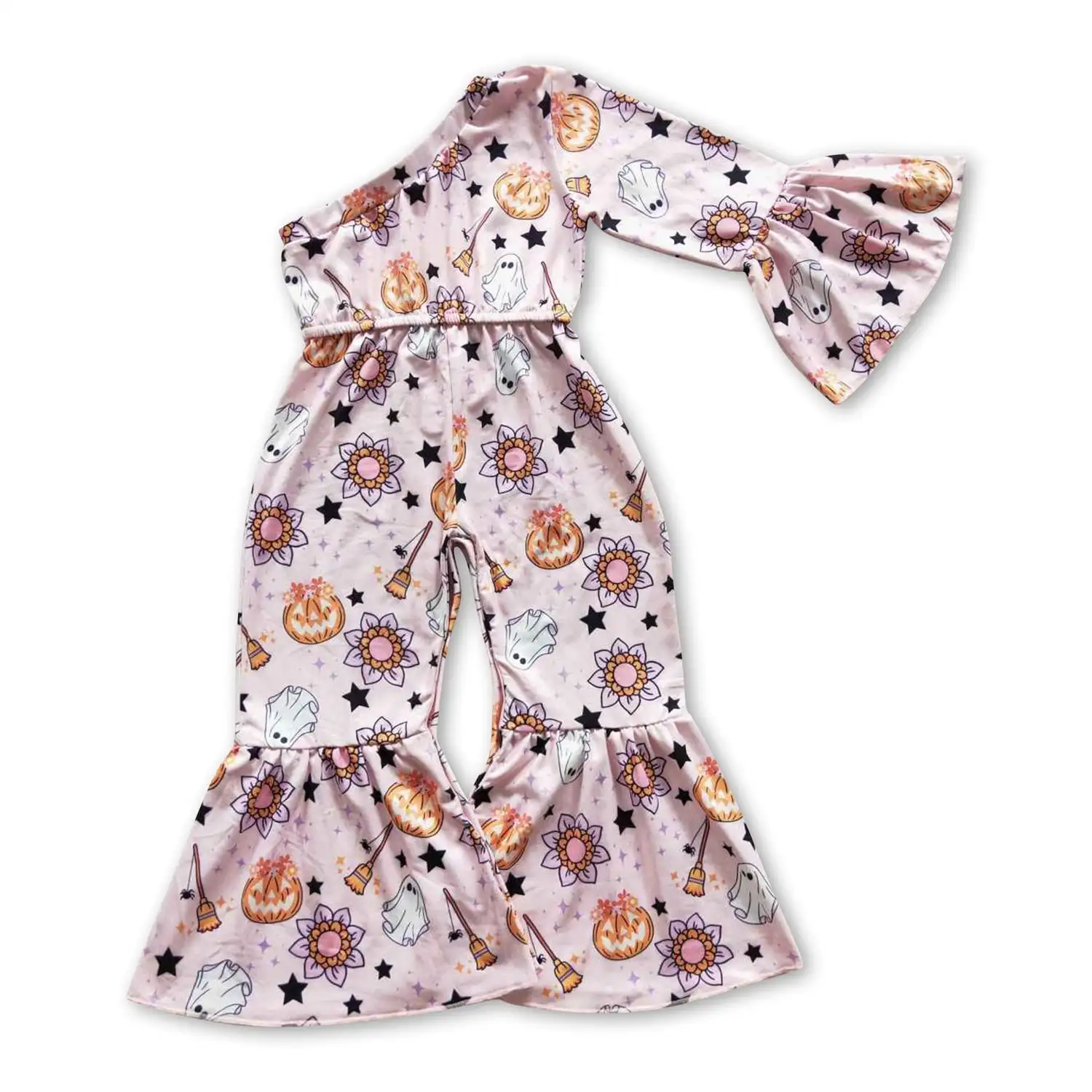 

Baby Girls Halloween Pumpkin Bell Bottom Jumpsuits