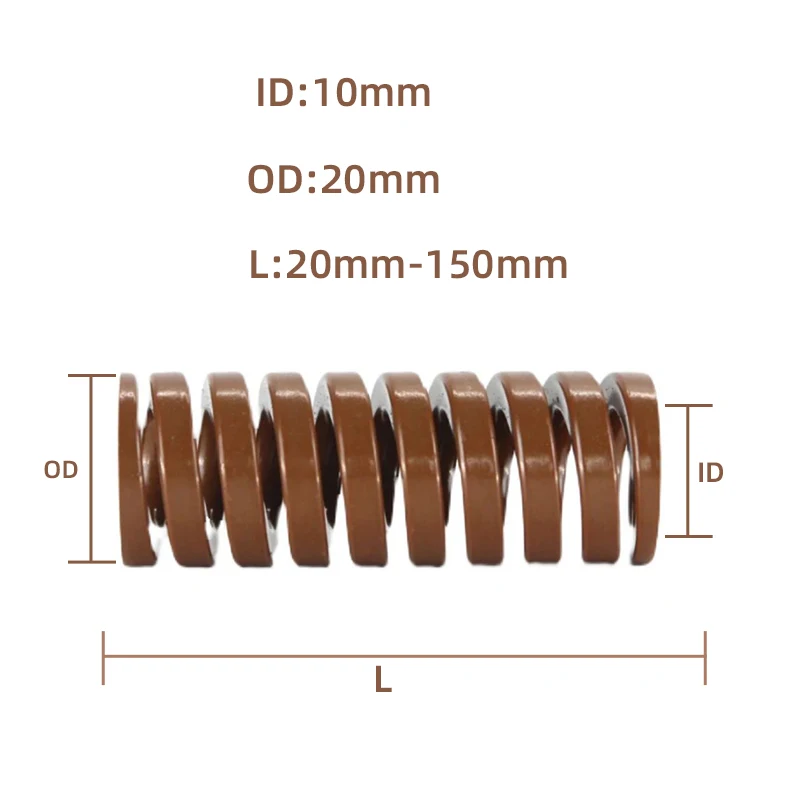 Brown 1PCS Heavy Load Press Compression Die Spring Spiral Stamping Rectangular Springs Outer Dia for Car 12-30mm Length 20-100mm