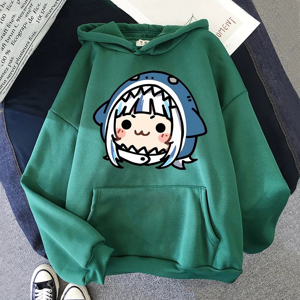 Hololive Hoodies English VTuber Gawr Gura Merch Causal Japanese Streetwear Men Long Sleeve Pullover Hoody Sweatshirt Y2K Casual