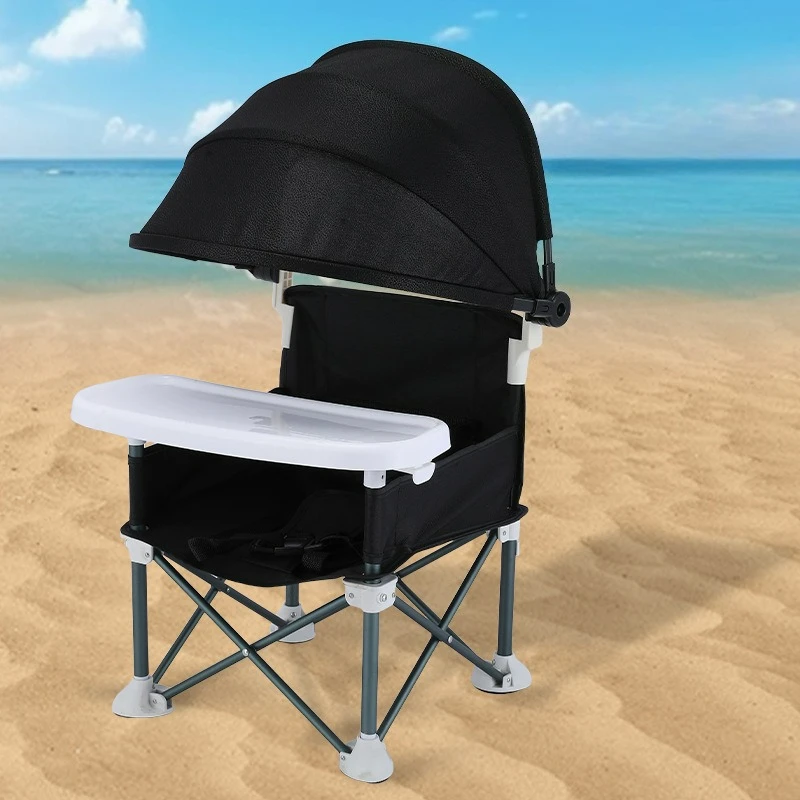 Baby Camping Outing Folding Seat Portable Sunshade High Chair with Tents Baby Dining Table Chair for Baby Camping Equipment image 4