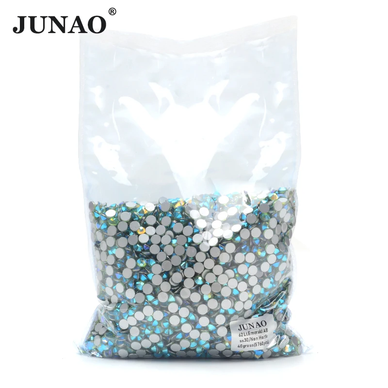 JUNAO Wholesale 14400pcs SS6 10 12 16 20 30 Blue Flatback Glass Rhinestones Applique Non Hotfix Strass Diamond For Wedding Dress