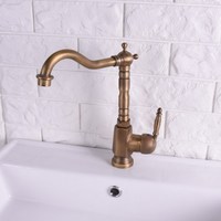 Antique Brass 360 Swivel Spout Single Hole Deck Mount Hot & Cold Tap Kitchen Sink Faucet Mixer Tap Lsf113