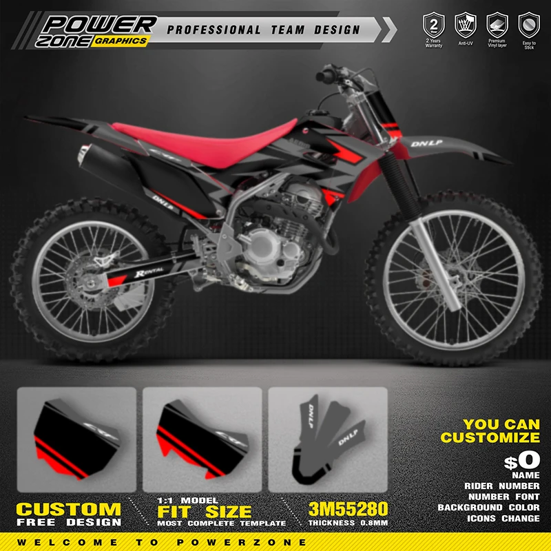 

Powerzone Motorcycle Graphic Decal Stickers For Honda CRF250F 2019 2020 2021 250F 250cc Motocycle Customized Number
