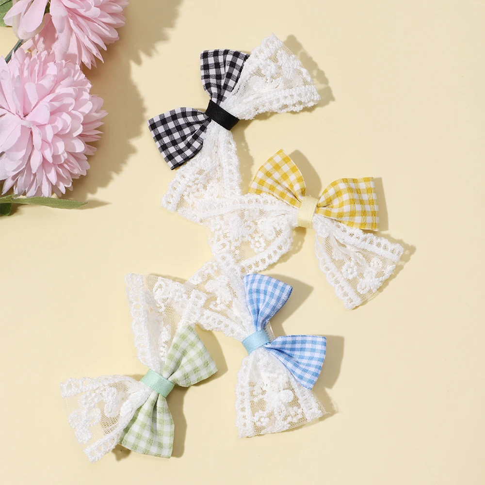 

36pc/lot Cotton Plaid Bow Hair Clips Baby Girls Lace Embroidered Bows Hairpins Kid Barrettes Hairgrips Children Hair Accessories