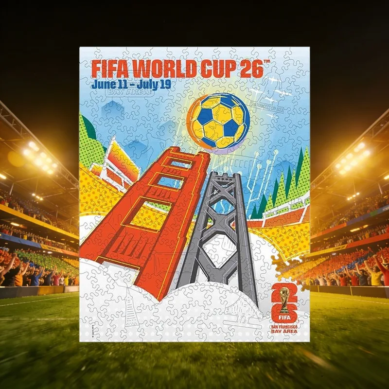 

San Francisco FIFA World Cup 2026 Match Site Wooden Puzzle for Adults Unique Irregular Shape Football City View Jigsaw Fans Gift