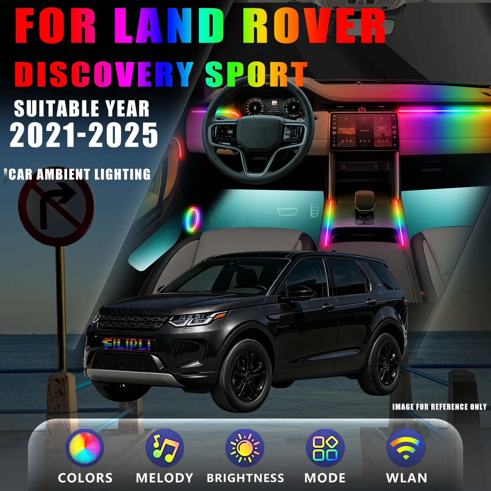 FOR LAND ROVER DISCOVERY SPORT 2021-2025 YEAR DREAM COLOR 6 Lights Car Ambient Light Kit Urban Welcome Spectrum Sync APP Custom