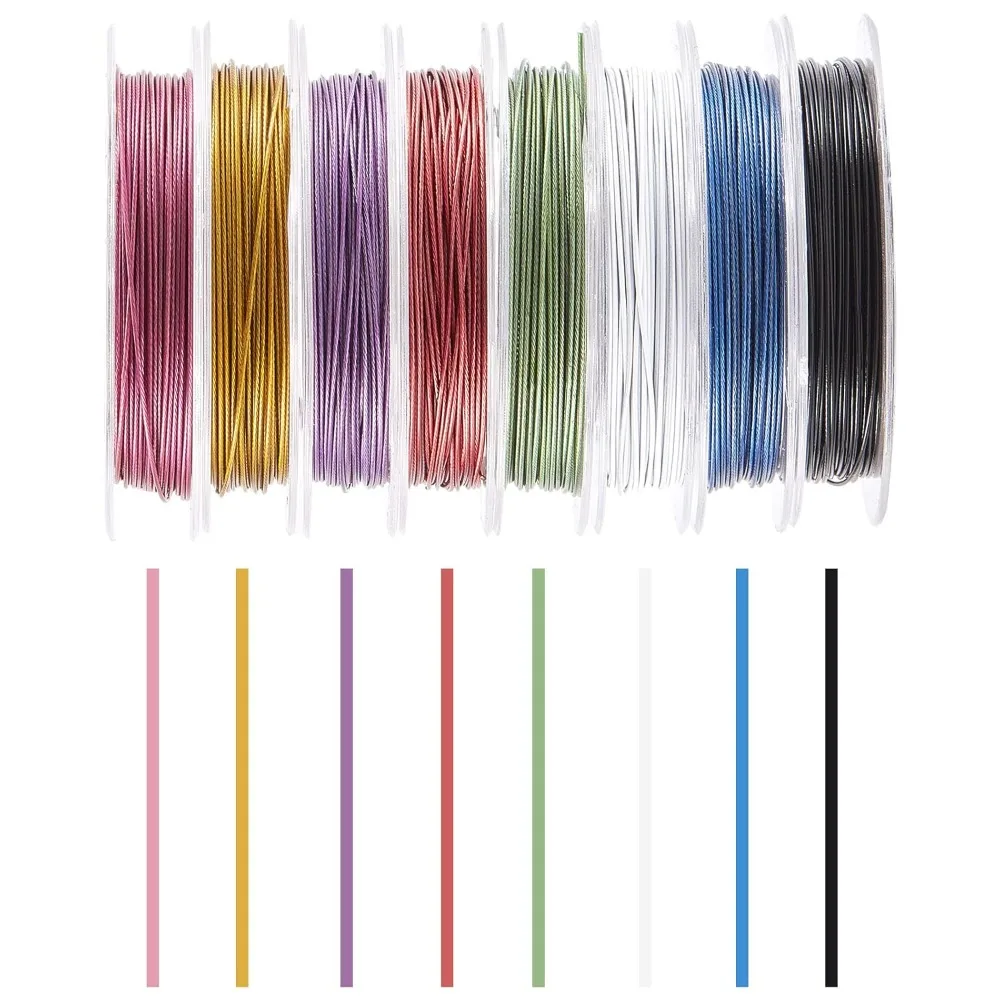 100 Yards Jewelry Wire 0.45mm Craft Wire 10 Colors Tiger Tail Wire Jewelry Beading Craft Metal with Spool for Jewelry