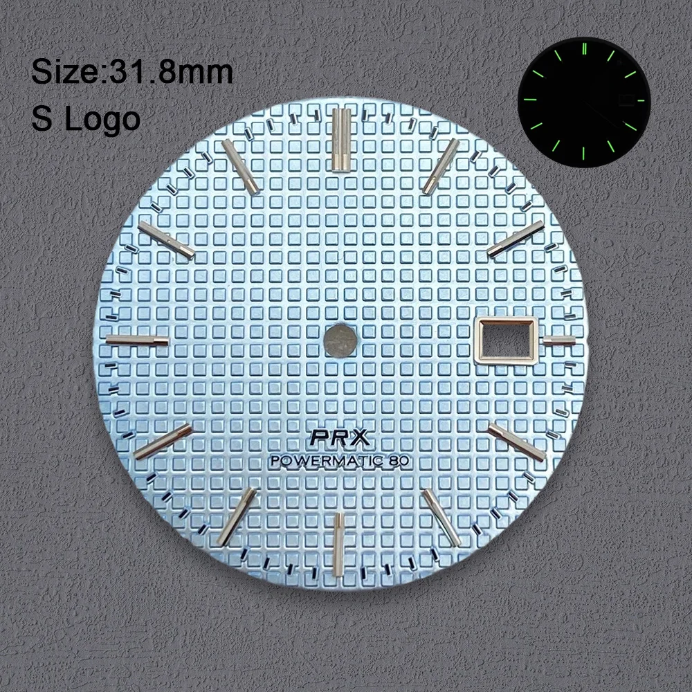 High-Quality 31.8mm S Logo PRX Dial Fit NH35 Automatic Movement Green Luminous Watch Modification Accessories