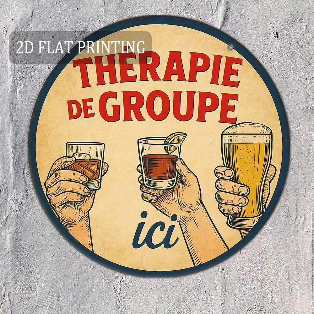 مسطح ثنائي الأبعاد - 20.32 سم علامة اقتباس العلاج المجموعة الفرنسية العتيقة - ديكور جدار البيرة والنبيذ الرجعية للمطبخ، البار، غرفة الألعاب، للرجل Ca