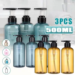 3Pcs/Set 500ML Soap Dispenser Bottle Plastic Hand Pump Refillable Bathroom Lotion Shampoo Shower Gel Empty Container with Letter