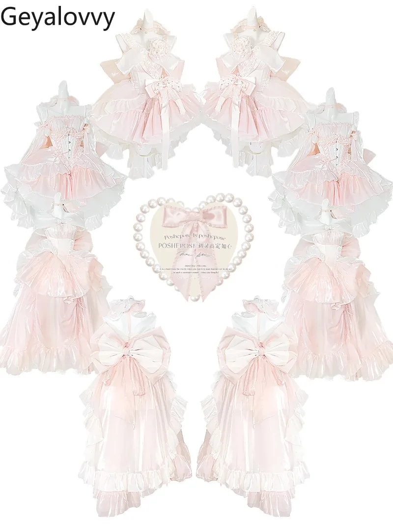 

Летнее розовое платье для девочек в стиле принцессы с кружевом и бантом, нарядное, универсальное, с открытыми плечами, завышенной талией, облегающее, НОВИНКА 2026
