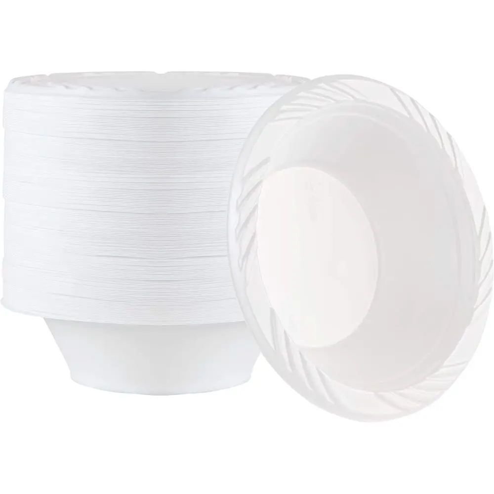 100 Pack Disposable 12oz White Plastic Soup Bowls