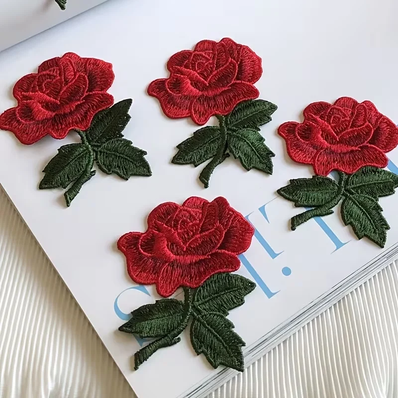 10pcs Embroidered Patches Rose Small Applique For Bag Jacket Jeans Clothing DIY Game Day Fan Gear for All Football Fans