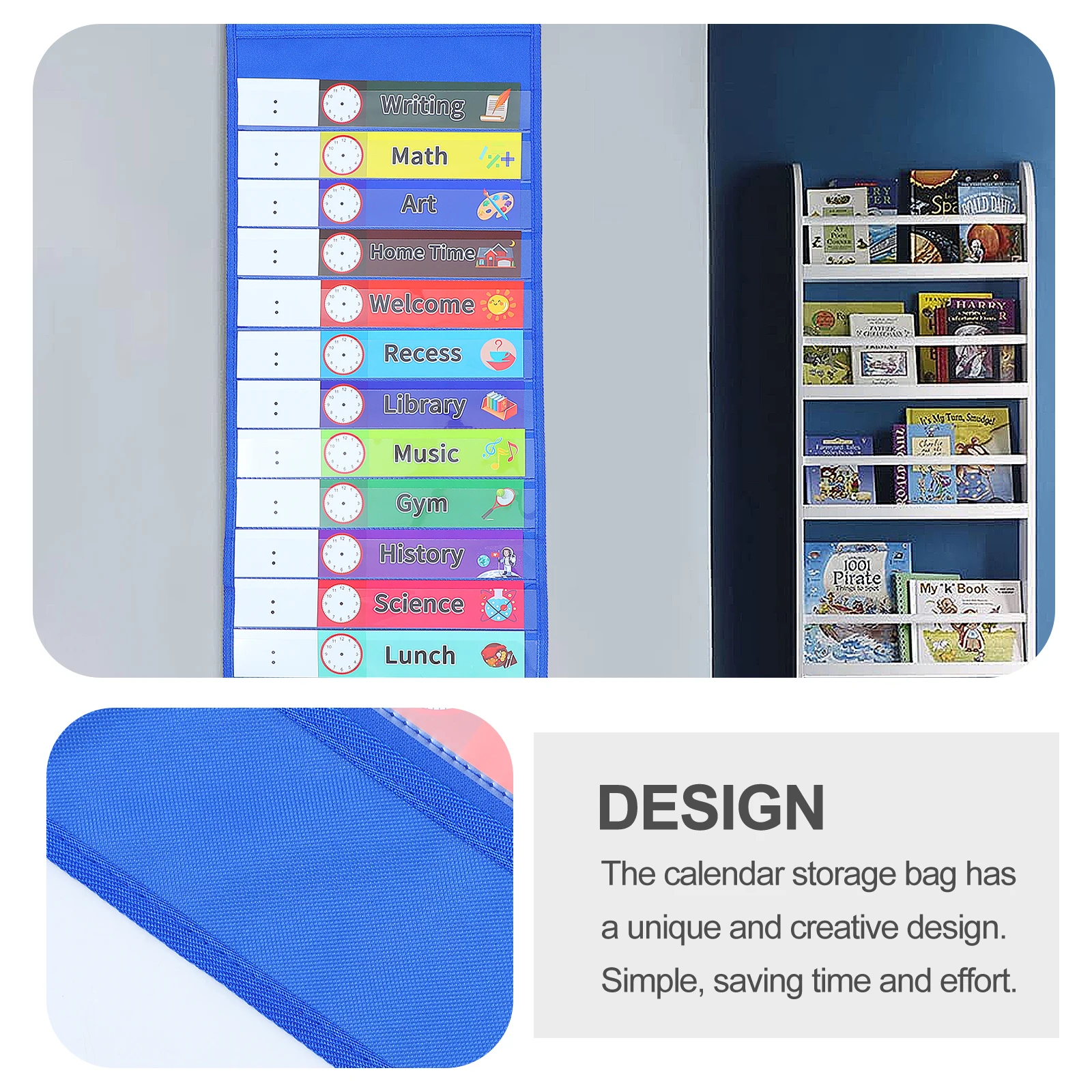 

14 Grid Schedule Hanging Bag Daily Calendars Storage Pouch Wall Mount Decorative Memo Note Teaching Aids