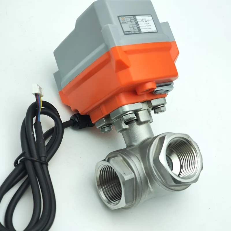 Industrial L-type G thread three-way electric ball valve water treatment OEM can be customized stainless steel 304/316