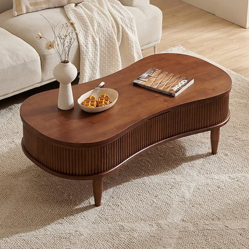 Nordic all-solid wood coffee table liftable small apartment modern light luxury home living room storage table