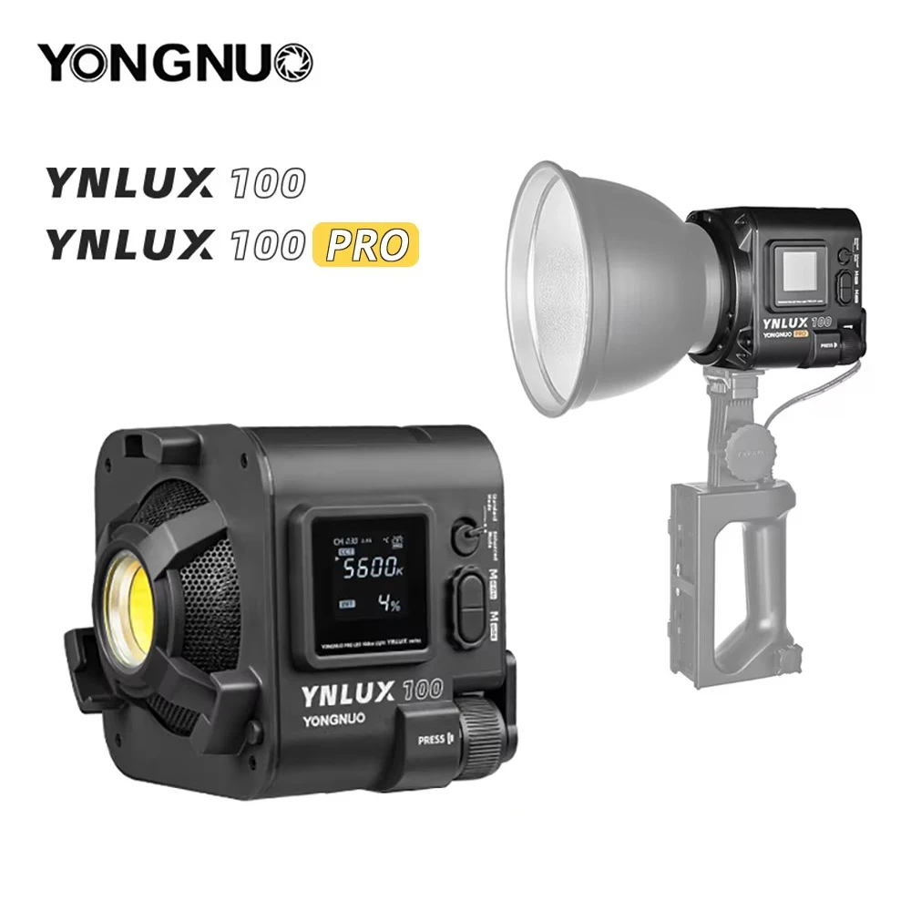Портативный светодиодный видеосвет YONGNUO YNLUX100, регулируемый двухцветный (3200-5600K) COB-светильник, легкий, для наружной съемки, ручной.