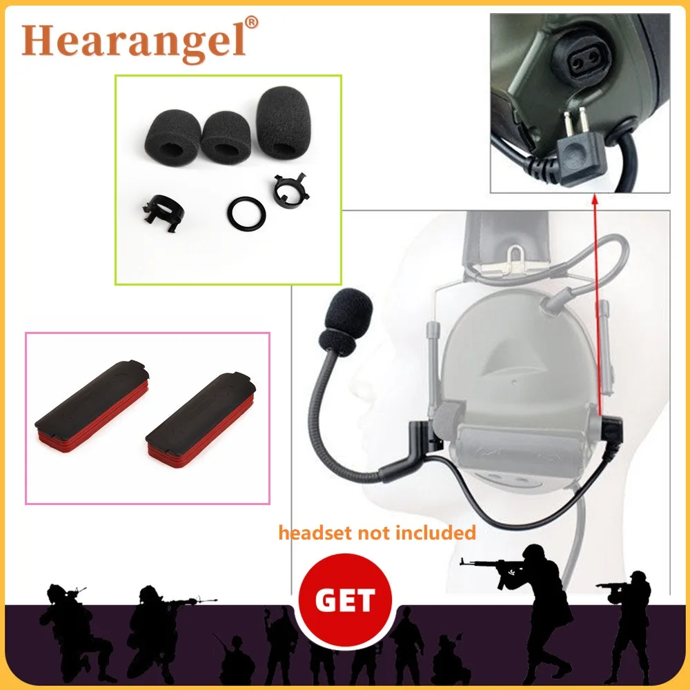 

Hearangel Tactical Shooting Headset Comta II Series Stand Replacement kit Microphone&Pickup sponge battery cover Accessories