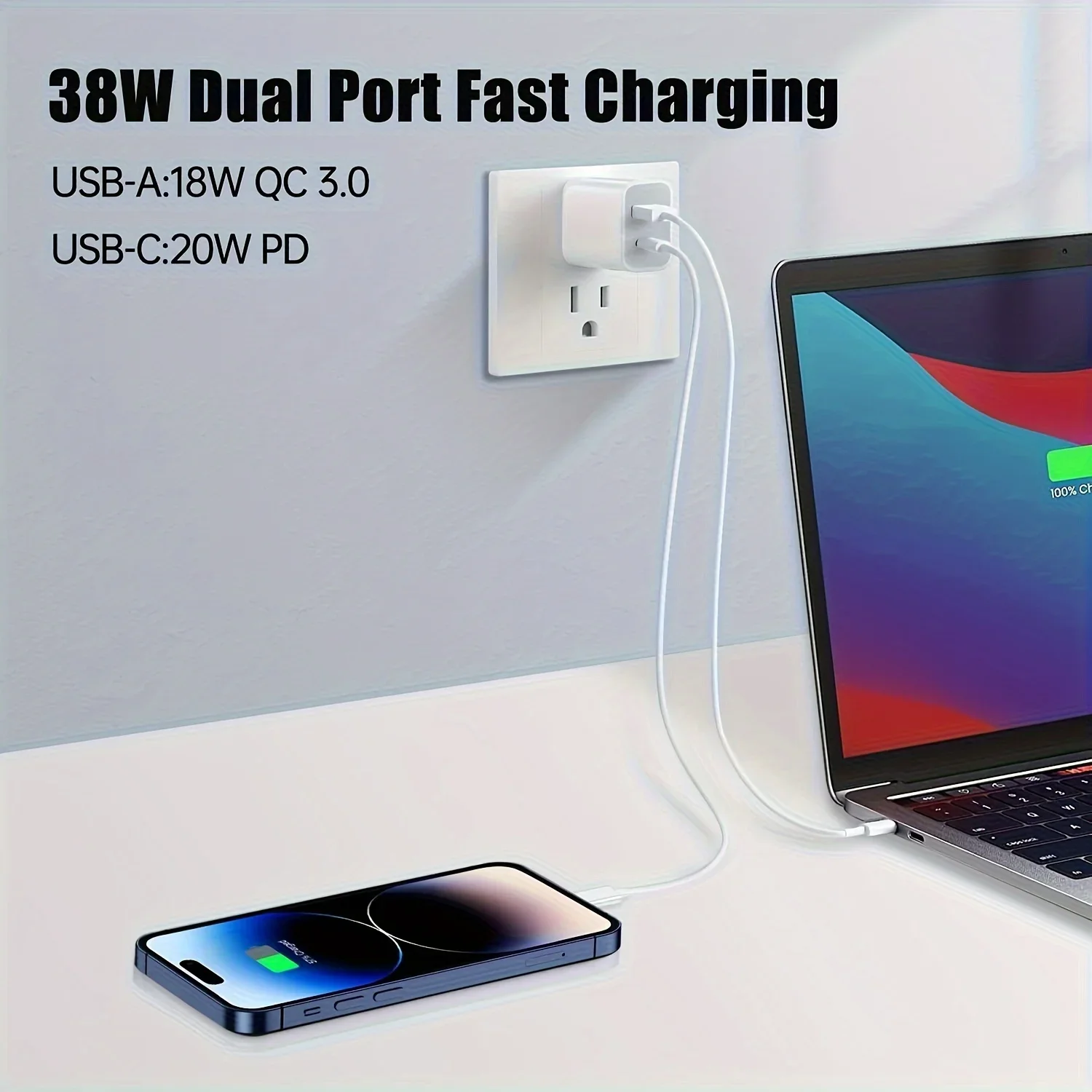 سلك شاحن USB C IWatch 3 في 1 وكابل USB-C بطول 6 أقدام مع كتلة من النوع C، سلسلة I-Watch Ultra/9/8/7/6/SE/5، لهاتف IPhone 15/14/13/12