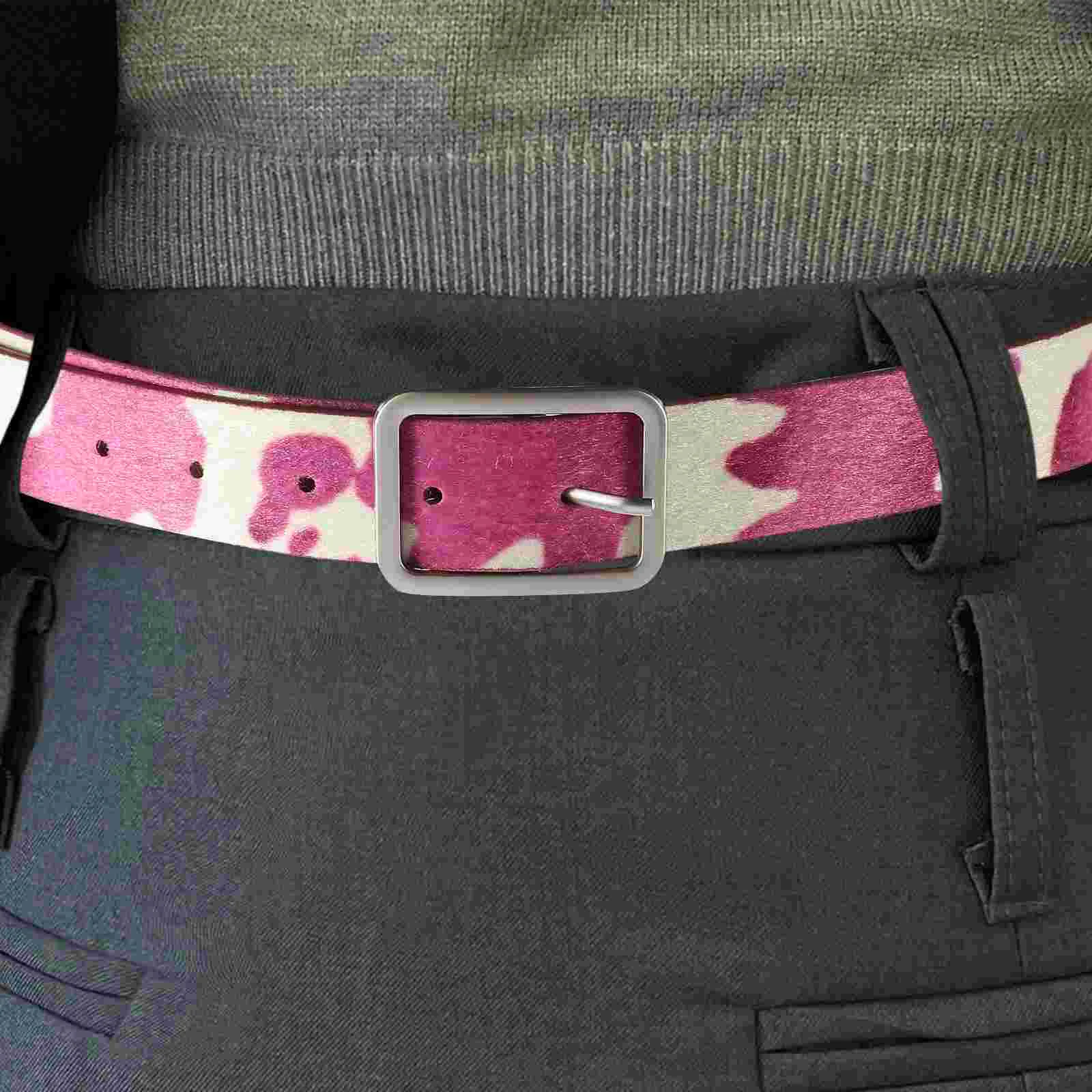 Cinturones de cinturón de Pu de vaca para pantalones vaqueros mujer estampado Animal sin hebilla accesorios mujer occidental vaquera