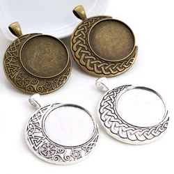 New Fashion 5pcs 25mm Inner Size Antique Silver Plated And Bronze Baroque Style Cabochon Base Setting Charms Pendant