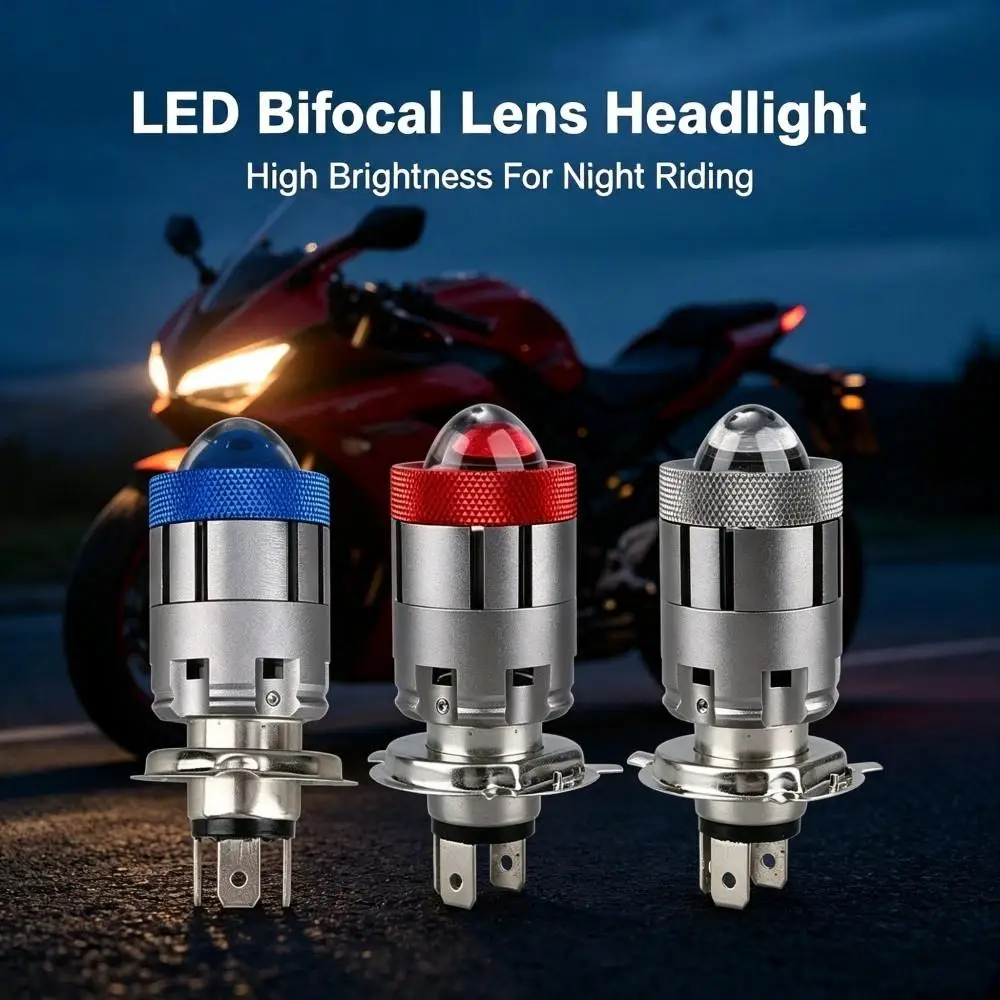 LED Motorbike Headlight Bulbs, Dual Color White Warm Yellow 2 Modes Flash Strobe Light LED Lamp for Motorcycle Scooter E-Bike