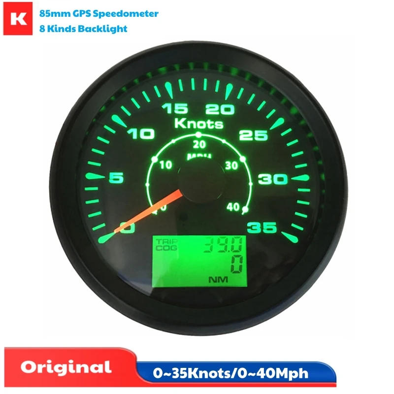 

Marine 85mm 0-35Knots GPS Speedometers 0-40Mph Show Speed Gauges Odometers Trip Meters with 8 Kinds Backlight Color for Boat