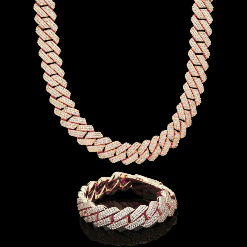 

22mm Moissanite Cuban Link Chain Bracelet Solid Gold and Silver Elegance with Dazzling Sparkle