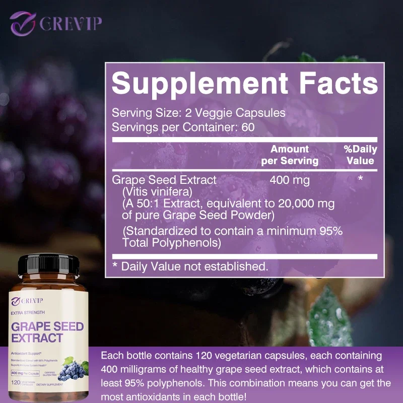 Grape Seed Extract Capsules - Promote Skin Health, Eliminate Facial Wrinkles, Antioxidant & Anti-Aging