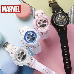 Marvel For Women Watches Avengers 100m Waterproof Fashion Lady Dual Display Quartz Sports Wristwatch Girl Functions Alarm Clock