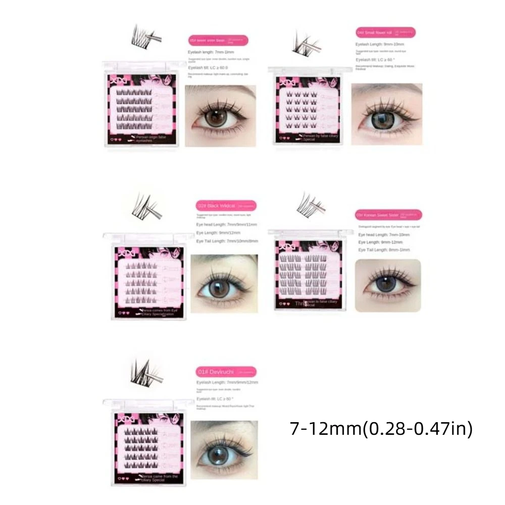 Segmentierte L-Locken-Falsche Wimpern zum Selbermachen, 7–12 mm, individuelle Cluster-Wimpern, große Kapazität, natürliche Wimpernverlängerungen