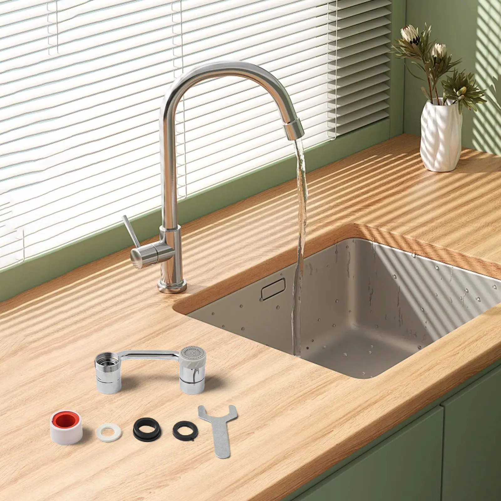 

10.8*5.5*4.8cm Bathroom Faucet Adjustable Height Long-Lasting Performance Metal Construction Personalized Height Settings