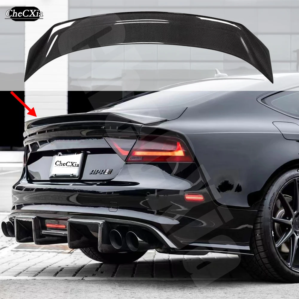 

R Style High Quality Real Carbon Fiber Material Spoiler For Audi A7 S7 RS7 2013 - 2018 Carbon Fiber Rear Spoiler Trunk Wing