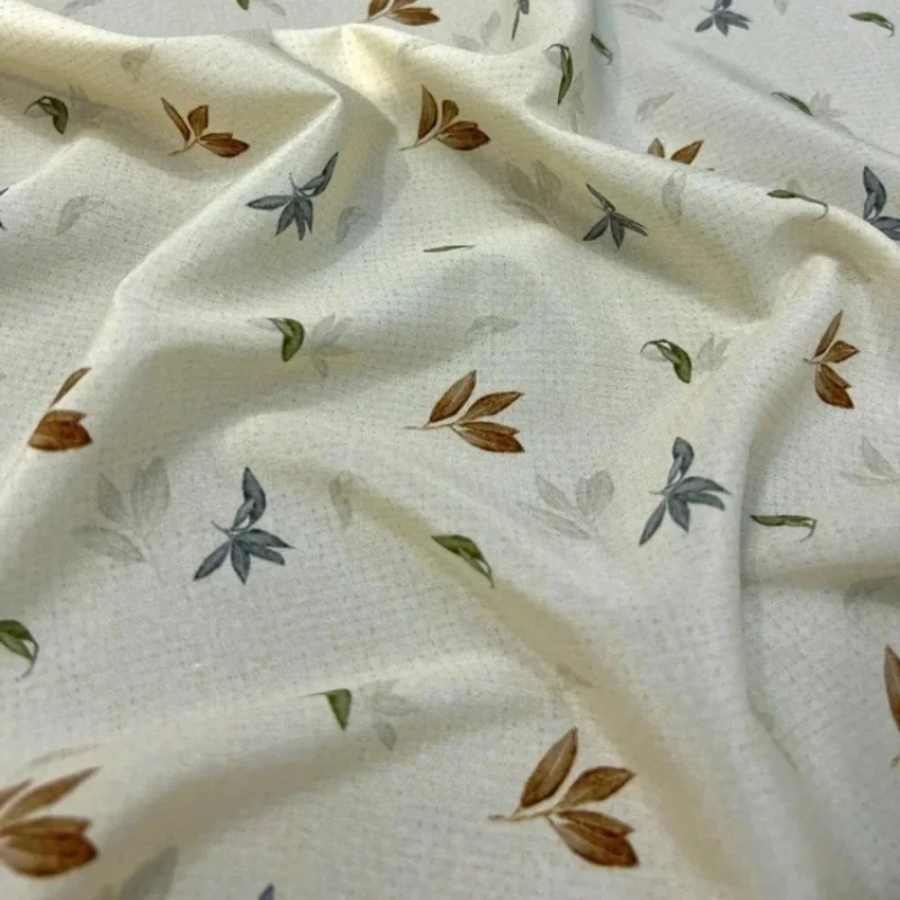 

Silk Stretch Crepe De Chine Wide Fabric Spring Summer Shirt Dress Bluegrass Print Cloth Designer Handmade Fabrics by the Meter