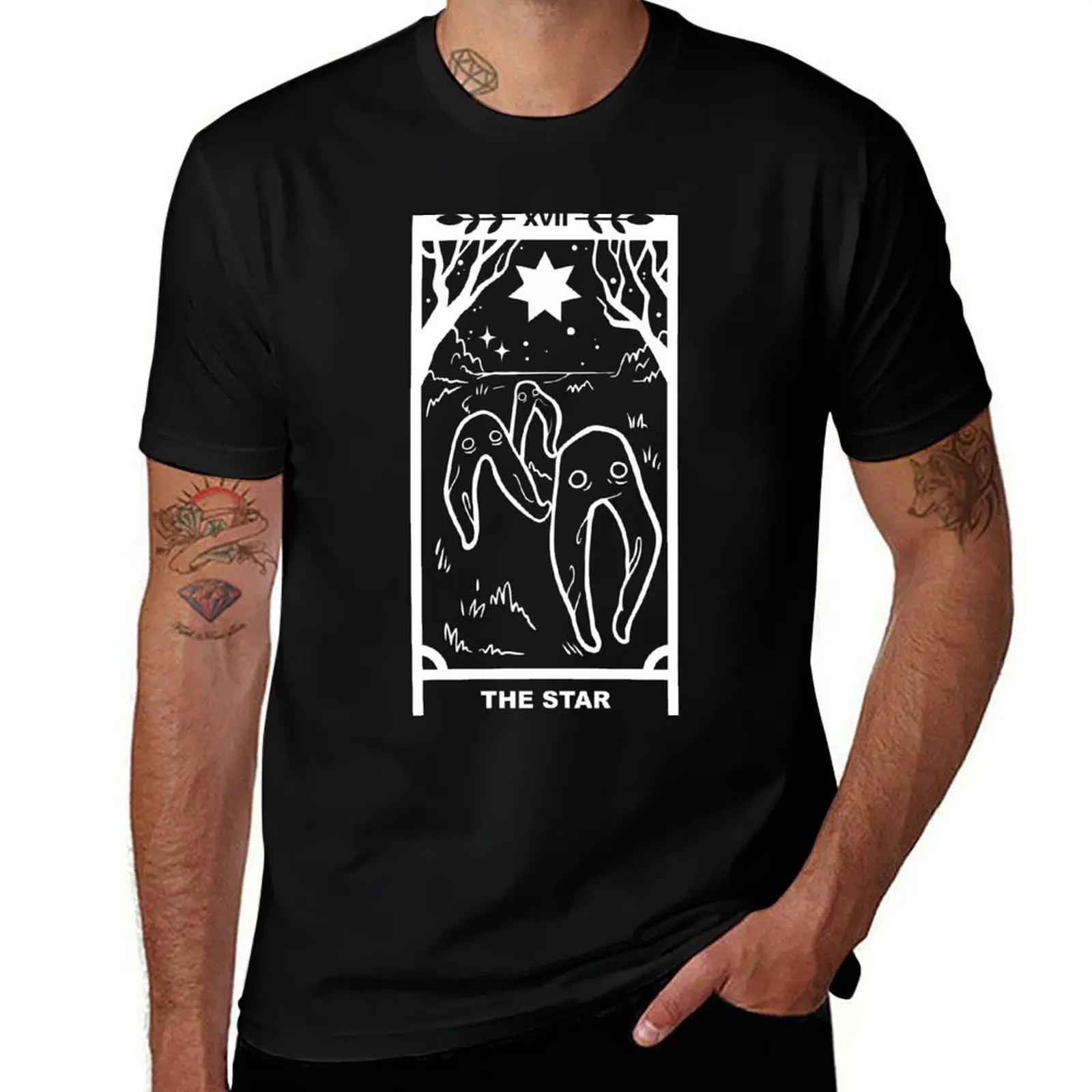 Fresno Nightcrawlers x The Star Tarot Card - White Lines T-Shirt t shirts for man graphic vintage man t shirt designer T-Shirt