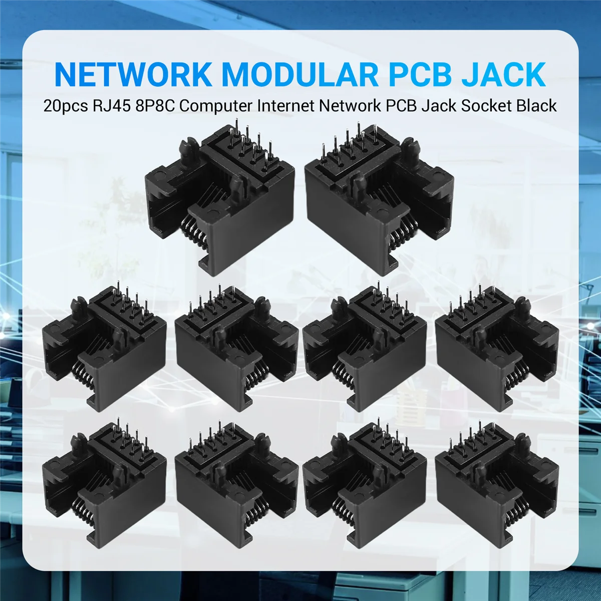 ГОРЯЧИЕ 20 шт. RJ45 8P8C компьютерная Интернет-сеть разъем PCB черного цвета