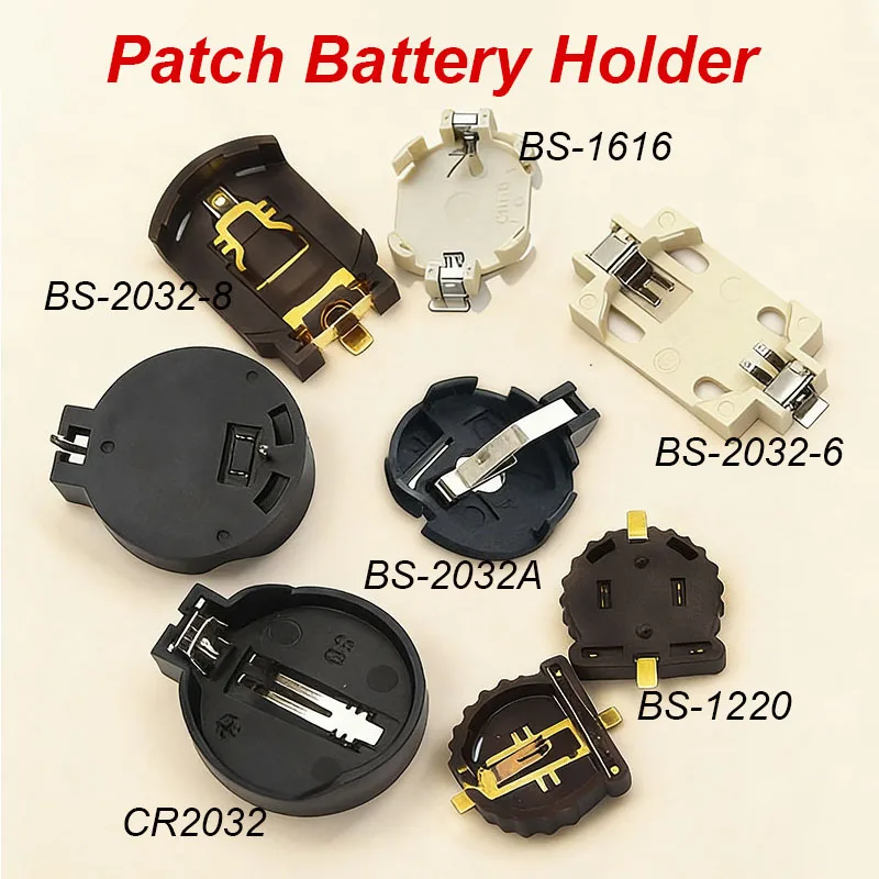 

YUXI 10PCS SMD SMT CR2450 CR2032 CR2025 CR1220 3V Battery Button BS-2032/1220/1616 Cell Coin Battery Holder Socket Case Box