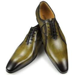 British Style Business Formal Leather Shoes Men's Groom Wedding Shoes Leather Pointed Toe Oxford Shoes Spring Casual Men's Shoes