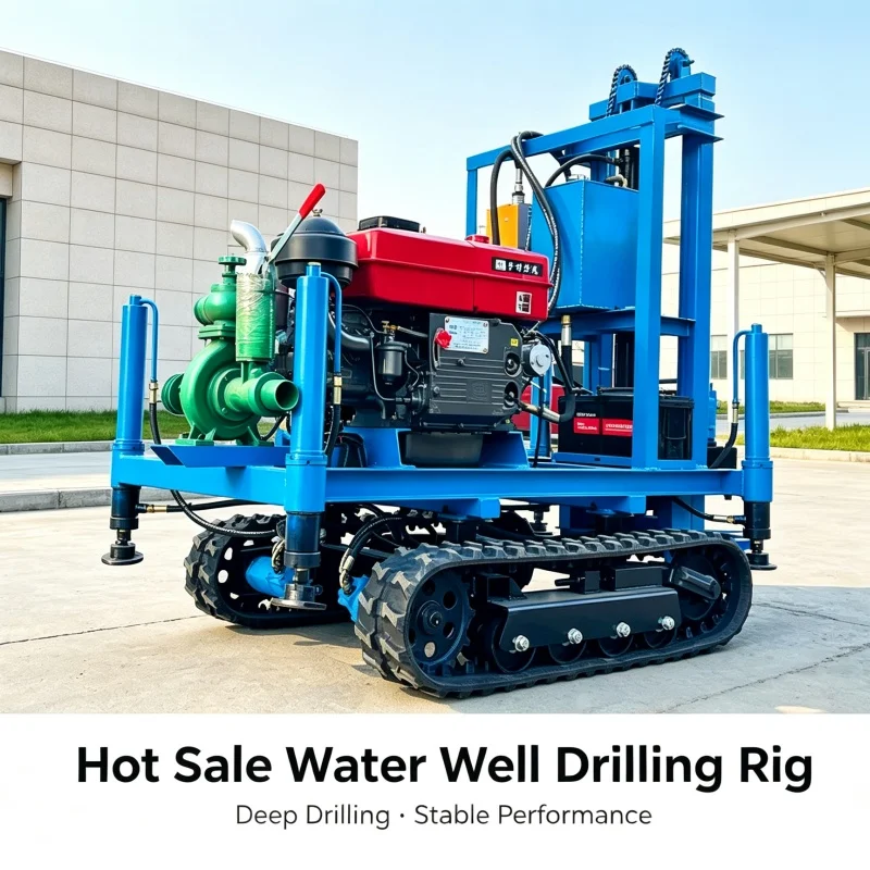 Customized Crawler Self-propelled Water Well Drilling Rig, Small Diesel Hydraulic Water Supply Drilling Machine with Mud Pump